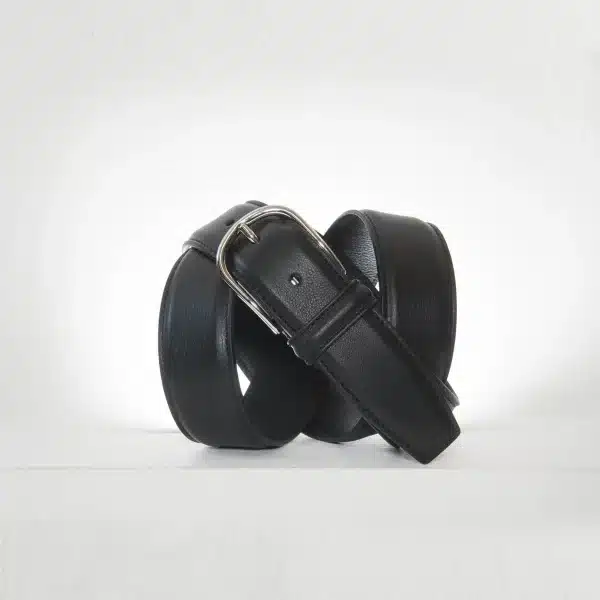 3,5 cm BLACK CLASSIC STITCHED NAPPA ANDERSON BELT - Woodbury Mens Shop