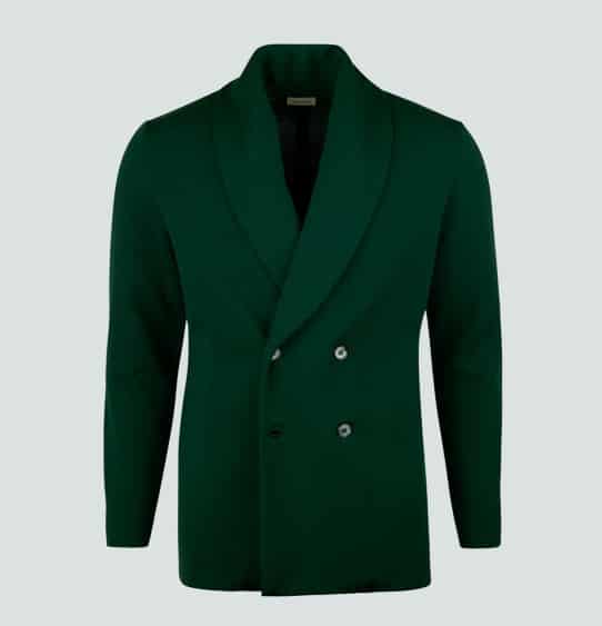 Stenströms Dark Green Knitted Tuxedo Merino Wool Cardigan