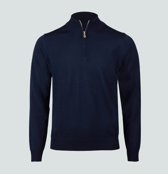 Stenströms Navy Merino Wool Half Zip