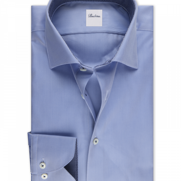 Stenströms Light blue Twill Shirt with Contrast