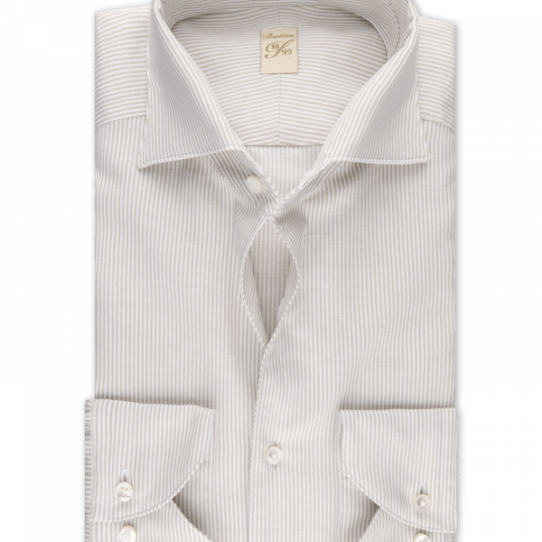 Stenströms Beige Striped Cotton - Linen Shirt